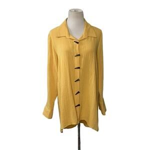 Peck & Peck yellow buttoned long sleeves tunic blouse size small